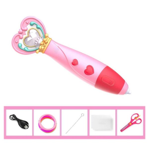 Catzon Magic Wand Shape 3D Printing Pen Kit Low Temperature Child Safe-Pink