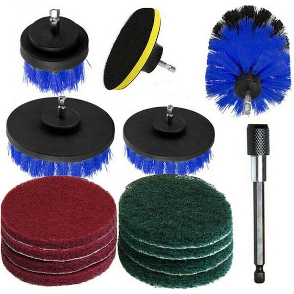 Ozoffer 14PC Drill Brush Tub Clean Electric Grout Power Scrubber Cleaning Set Tool Kit