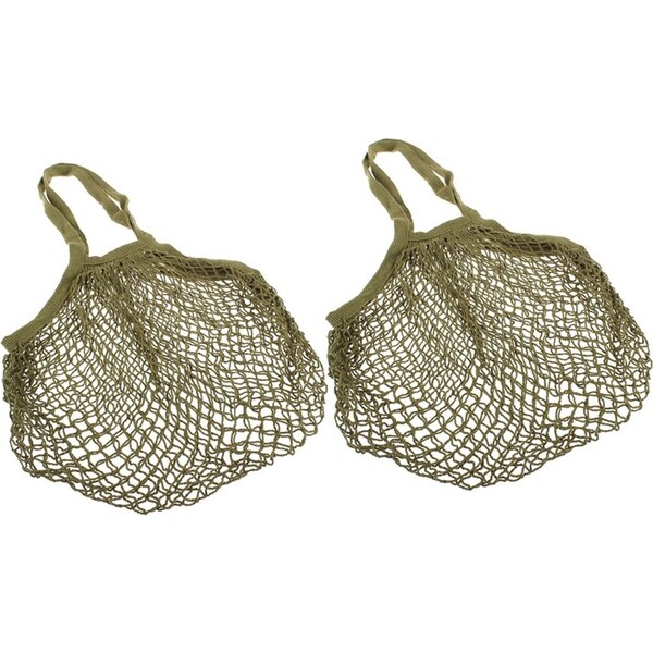 2x Sachi Long Handle Cotton String/Mesh Reusable Ecofriendly Grocery Bag Avocado