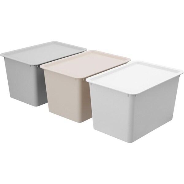 3x Boxsweden Tidy 20L/37.5x22.5cm Storage Box Lidded Rectangle Organiser Asst