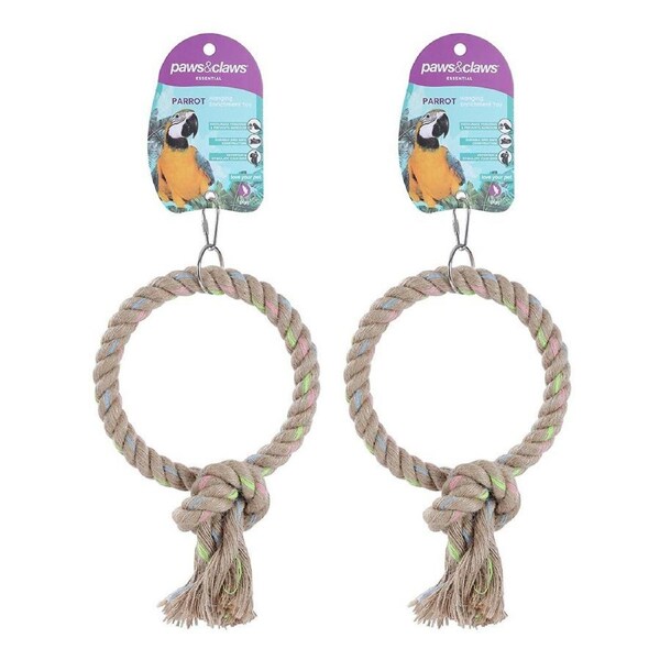 2x Paws & Claws 16cm Jute Ring Parrot Pet/Bird Hanging Interactive Toy Small