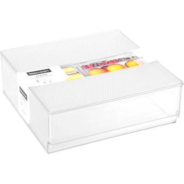 Boxsweden Crystal 30x30x10.5cm Fridge Tray Rectangle Organiser w/ Lid Clear