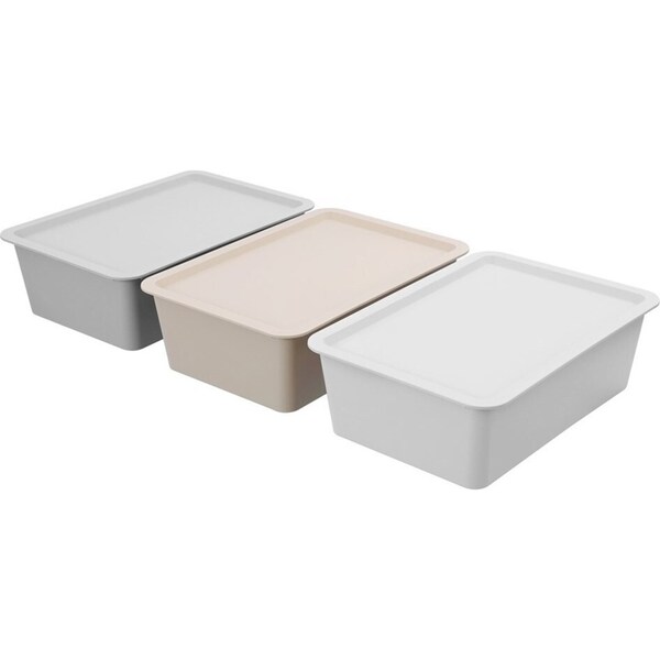 3x Boxsweden Tidy 7L/37.5x11.5cm Storage Box Lidded Rectangle Organiser Asst