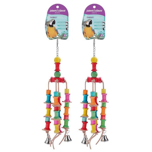 2x Paws & Claws 39x7cm Dangler Parrot Pet/Bird Hanging Interactive Play Fun Toy