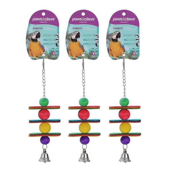 3x Paws & Claws 23cm Parrot Flower Pet/Bird Hanging Enrichment Interactive Toy