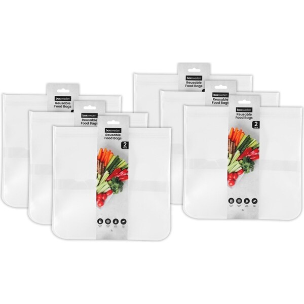 12pc Boxsweden 3L Reusable 2D Food Storage Seal Bags Zip Lock Container Clear