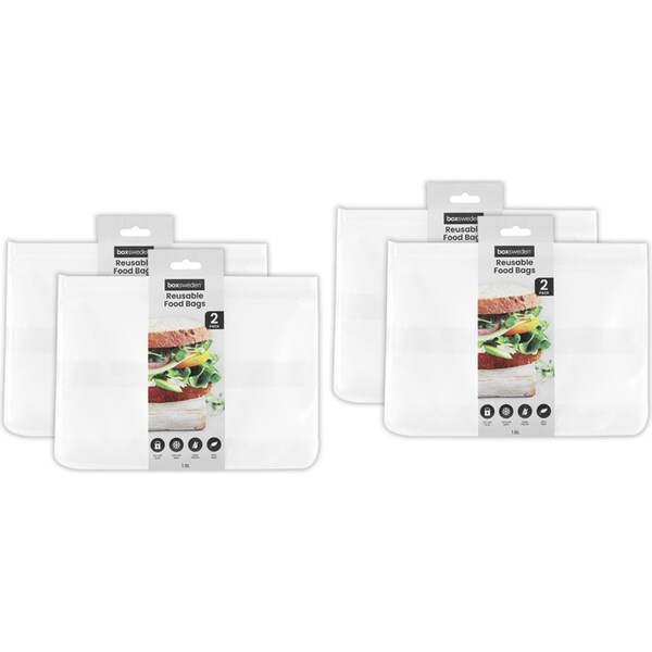 8pc Boxsweden 1.8L Reusable 2D Food Storage Seal Bags Zip Lock Container Clear