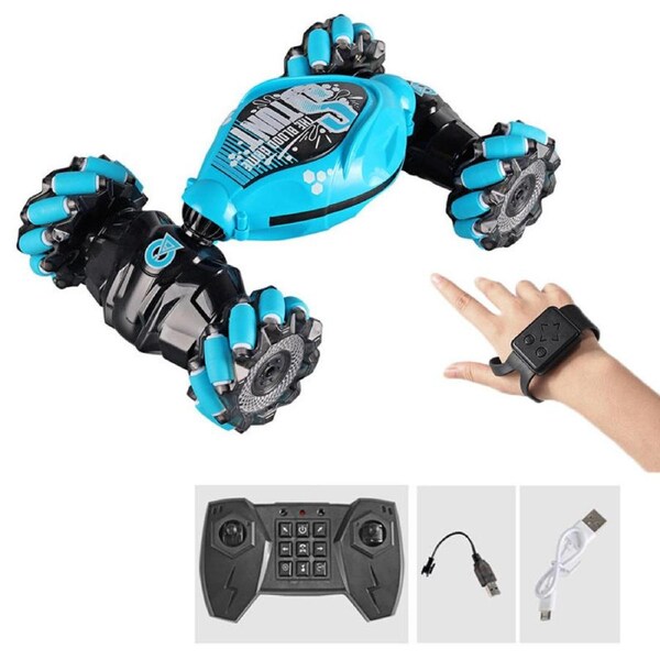 Nevenka Remote Control Stunt Car with Light Music 360 Flips Rotating Off Road Vehicle Toys-Blue