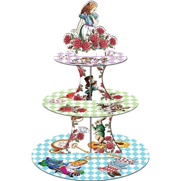 Nevenka Tea Party Cupcake Stand 3 Tier Cake Holder for Kids Birthday Party Decorations