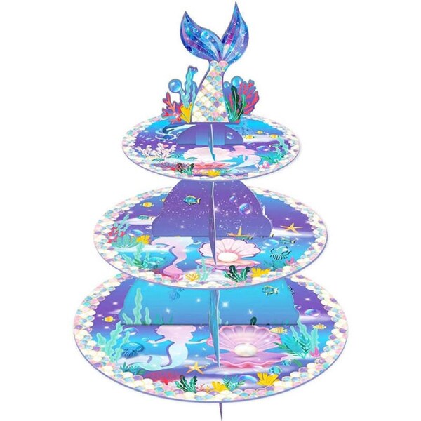 Nevenka Mermaid 3-Tier Cupcake Holder Party Display Stand for Birthday Wedding