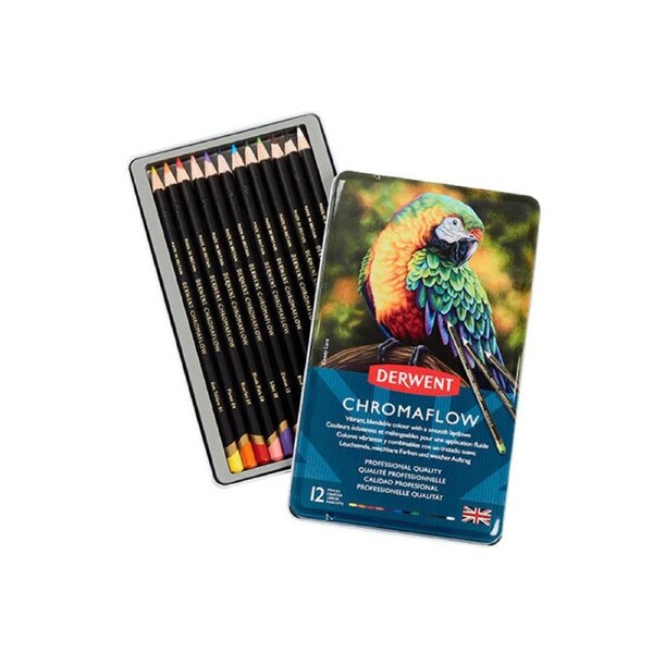 12PK Derwent Professional Artist Chromaflow Drawing/Colouring/Art Pencils w/ Tin