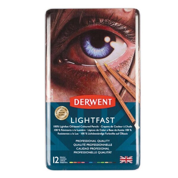 12PK Derwent Lightfast Drawing/Colouring Oil-Based Art Coloured Pencil w/ Tin