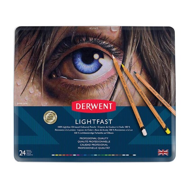 24PK Derwent Lightfast Drawing/Colouring Oil-Based Art Coloured Pencil w/ Tin