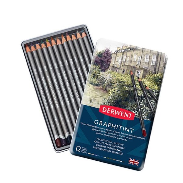 12PK Derwent Graphitint Drawing/Colouring Art Graphite Pencil w/ Tin Storage