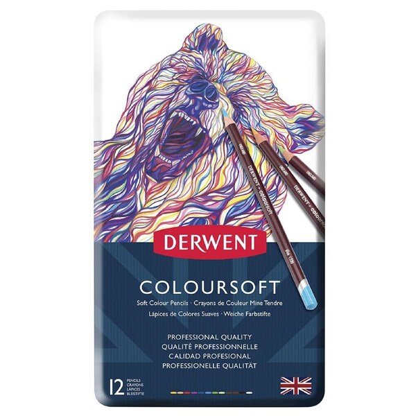 12PK Derwent Artist Coloursoft Drawing/Colouring/Art Professional Pencils w/ Tin