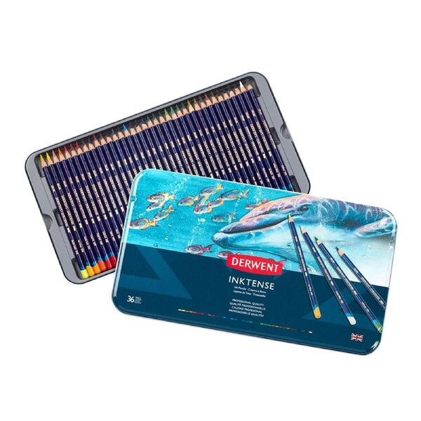 36PK Derwent Inktense Professional Drawing Art Colouring Pencil w/ Tin Case