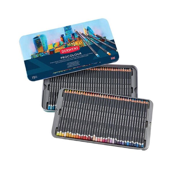 72PK Derwent Procolour Artists Colouring/Drawing Art Coloured Pencil w/ Tin Case
