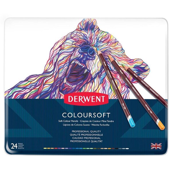 24PK Derwent Artist Coloursoft Drawing/Colouring/Art Professional Pencils w/ Tin