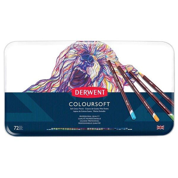 72PK Derwent Artist Coloursoft Drawing/Colouring/Art Professional Pencils w/ Tin