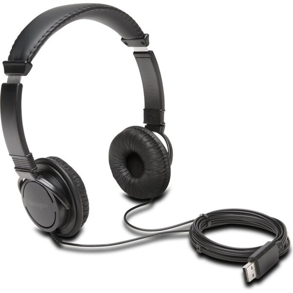 Kensington USB-A Headphones Over-Ear Padded Headset For Laptop/PC Computer Black