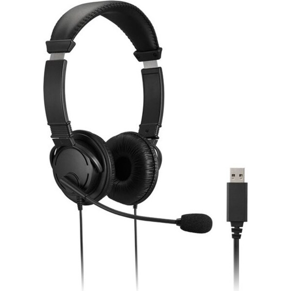 Kensington Hi-Fi USB-A Headphones w/ Microphone/Volume Control For Laptop Black