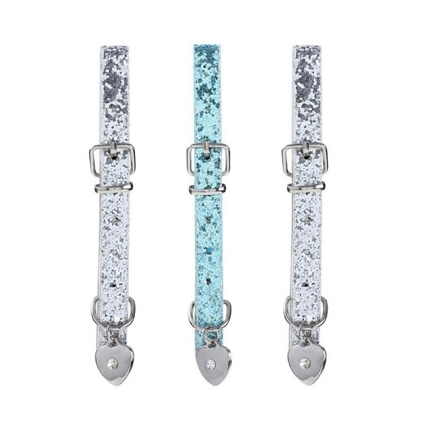 3x Paws & Claws Pet/Cat Adjustable 26-32x1cm Glitter Neck Collar Strap Assorted