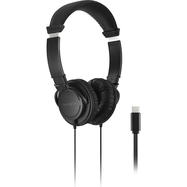 Kensington USB-C Wired On-Ear Hi-Fi Headphones/Headset For Laptop/Notebook Black