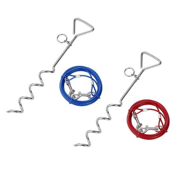 2x Paws & Claws Pet/Dog 4m Tie Out Cable w/ Stake Combo Outdoor Leash Assorted