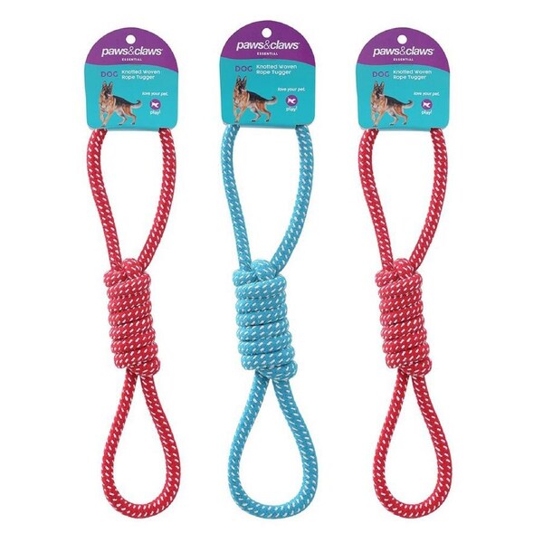 3x Paws & Claws 31cm/41cm/48cm Knotted Woven Rope Tuggers Dog Toy Assorted