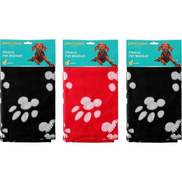 3x Paws & Claws Pet/Cog/Cat 70x70cm Fleece Warm Sleeping Comfy Blanket Assorted