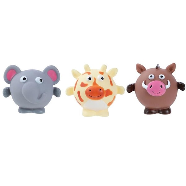 3x Paws & Claws 11x9cm Vinyl Zoo Animals Squeaky Pet/Dog Interactive Toy Asstd