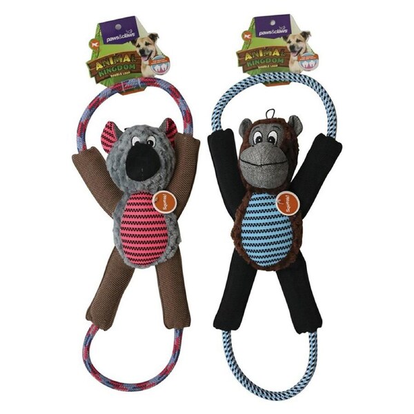 2x Paws & Claws Animal Kingdom Double Loop Pet/Dog Play Toy 57cm Assorted