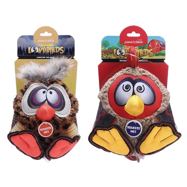2x Paws & Claws Loony Birds Plush/Soft Pet/Dog Play/Interactive Toy 17.5cm Asstd