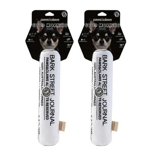 2x Paws & Claws Angry Animals Plush Newspaper Dog/Pet Interactive Toy 24x8cm