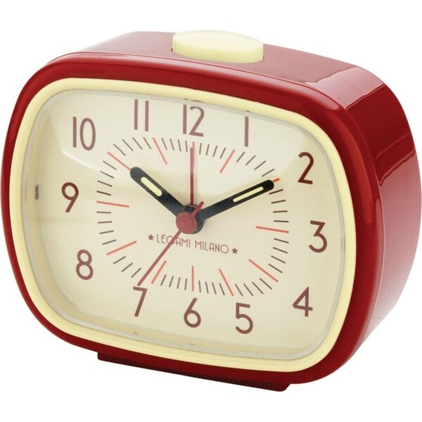 Legami Retro Style Anolog Bedside/Alarm Clock w/Glow In The Dark Hands Red