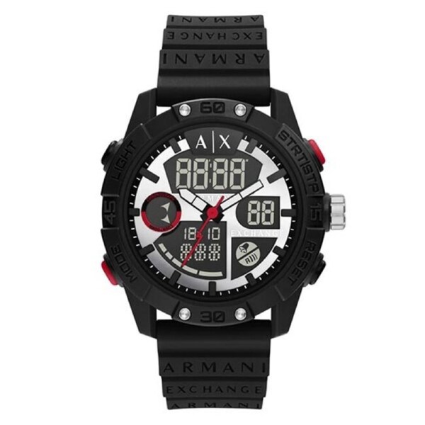 Armani Exchange Analog-Digital Black Silicone Watch (AX2960)