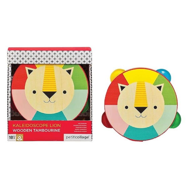 Kaleidoscope Lion Wooden Tambourine