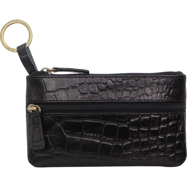 Pierre Cardin Ladies Womens Genuine Leather RFID Coin Purse Wallet - Black (Croc)