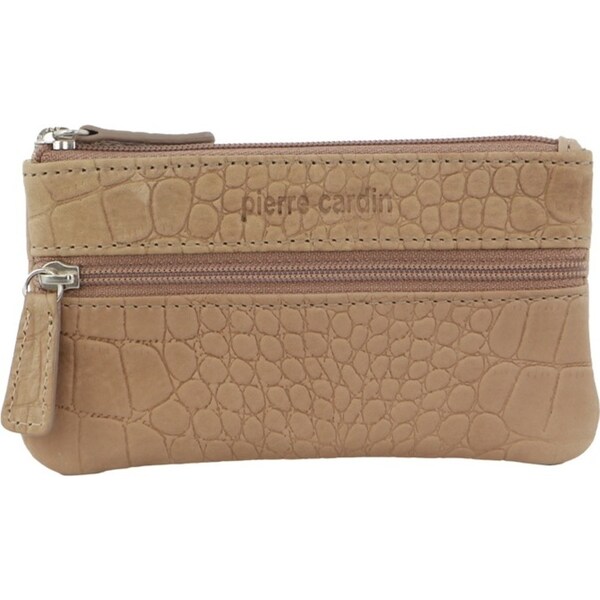 Pierre Cardin Ladies Womens Genuine Leather RFID Coin Purse Wallet - Taupe (Croc)