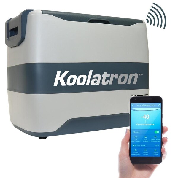 Koolatron 12 Volt Portable Freezer Refrigerator w/ Bluetooth Controls, 40L, 12V DC/220V AC Cords Included, Compressor Cooling (Grey)