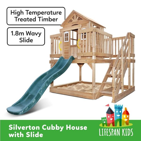 Lifespan Kids Silverton Cubby House with 1.8m Slide