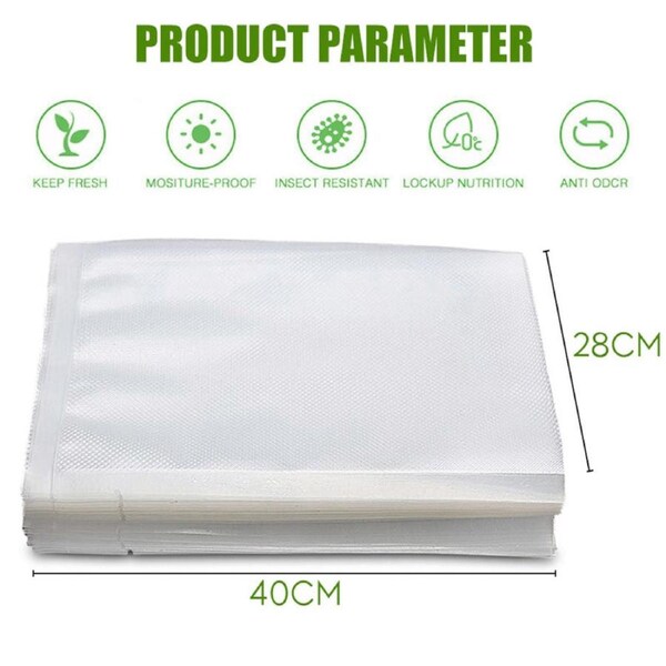 OZNALA 100 PCS Vacuum Sealer Bags Precut Food Storage Heat Seal Cryovac Bags 28 x 40cm