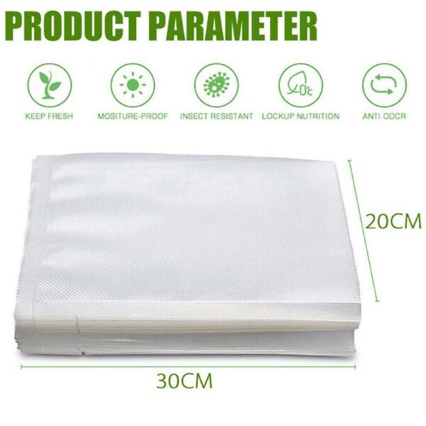 OZNALA 100 X Vacuum Sealer Bags Precut Food Storage Sealer Heat Seal Cryovac 20*30cm