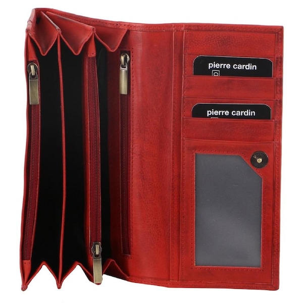 Pierre Cardin Womens Soft Italian Leather RFID Purse Wallet - Red