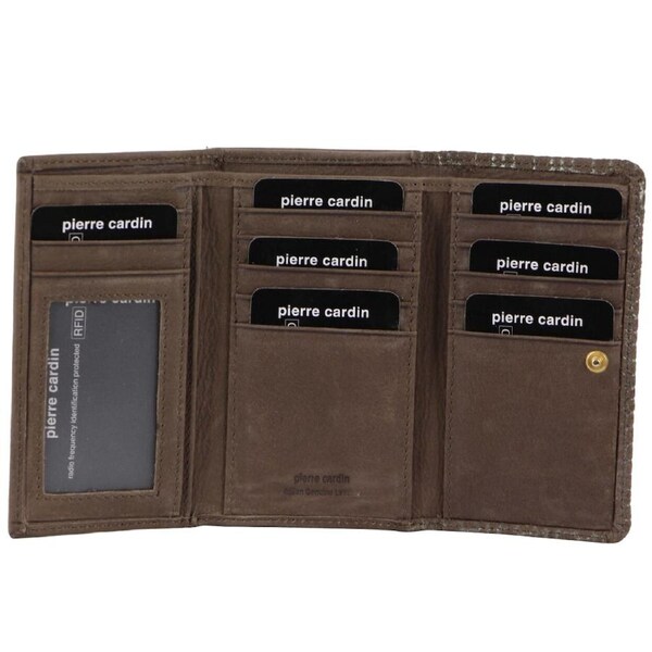 Pierre Cardin Womens Italian Leather Wallet Coin Purse ID Card Holder - Mocha