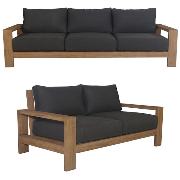 Stud 2pc 3+2 Seater Outdoor Patio Sofa Lounge Set with Solid Timber Frame