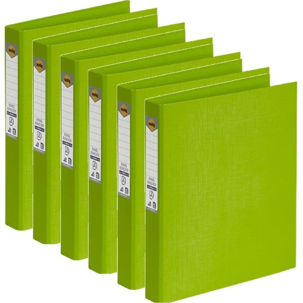 Marbig Ring Binder File Folder PE 25mm 2D A4 Lime Green Box 6