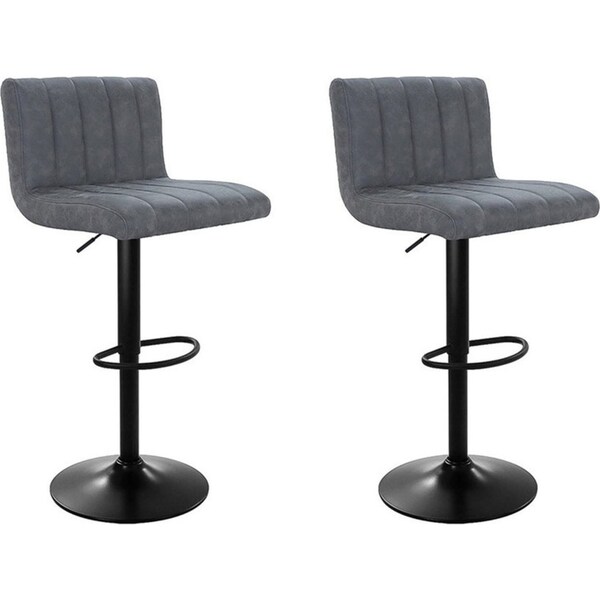 Leather Bar Stool - Set of 2 Grey