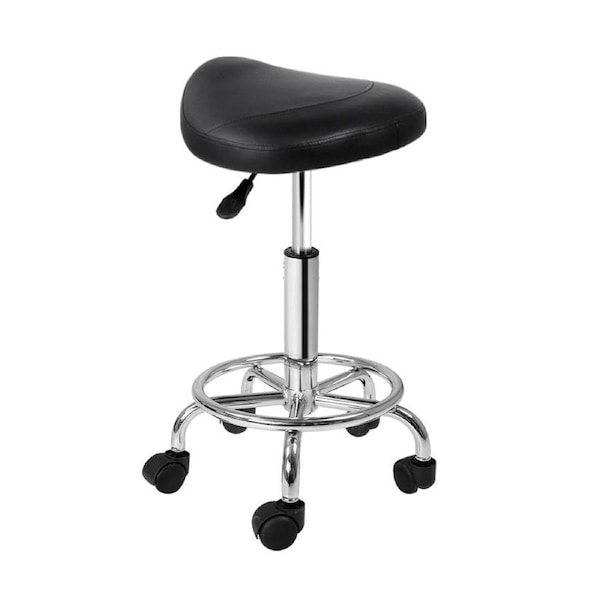 Saddle Hydraulic Lift Leather Salon Stool - Black
