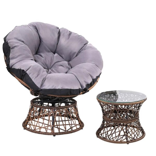Outdoor Chairs Table Lounge Set - Brown